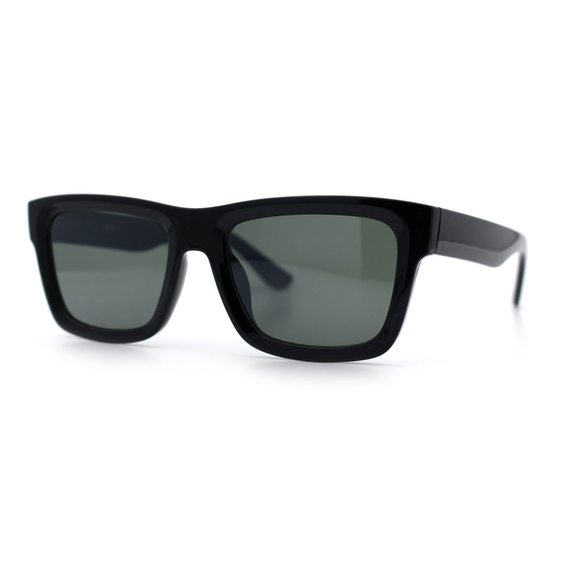 Iconic Narrow Rectangular Thick Horn Rim Plastic Minimal Sunglasses