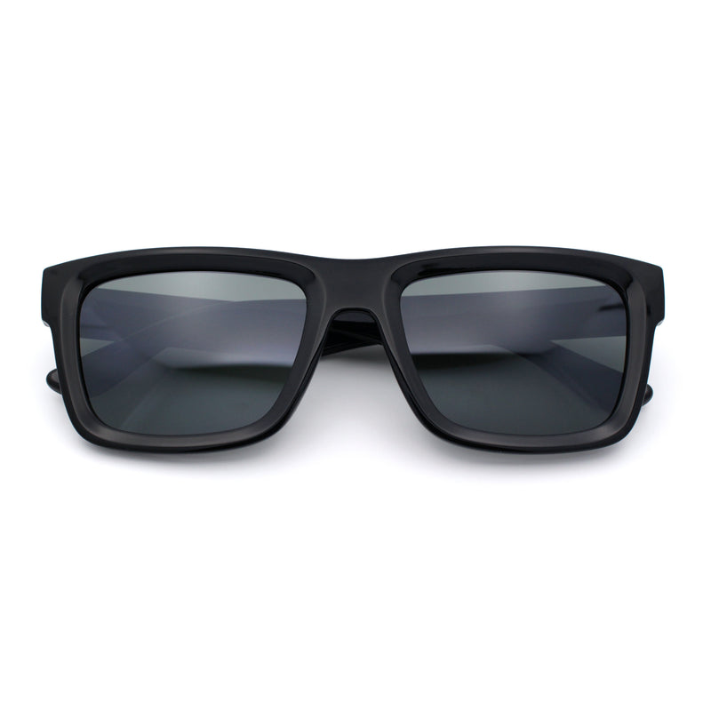 Iconic Narrow Rectangular Thick Horn Rim Plastic Minimal Sunglasses