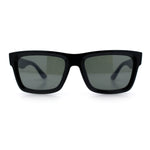 Iconic Narrow Rectangular Thick Horn Rim Plastic Minimal Sunglasses