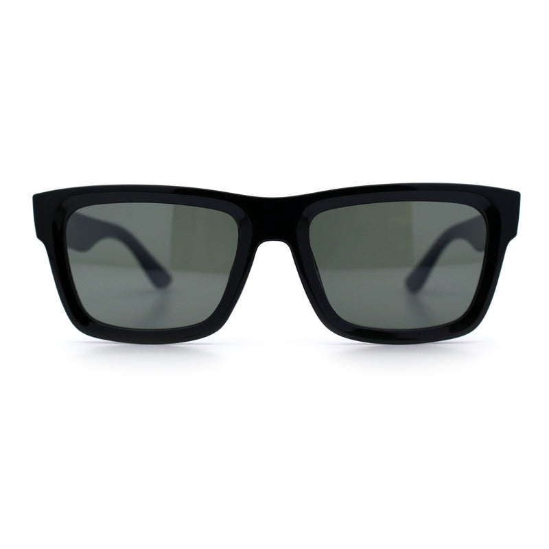 Iconic Narrow Rectangular Thick Horn Rim Plastic Minimal Sunglasses