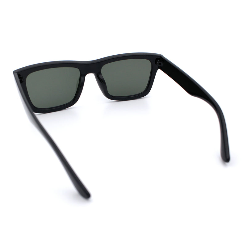 Iconic Narrow Rectangular Thick Horn Rim Plastic Minimal Sunglasses