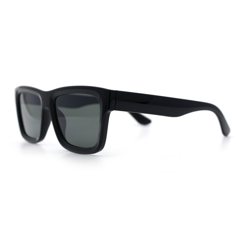 Iconic Narrow Rectangular Thick Horn Rim Plastic Minimal Sunglasses