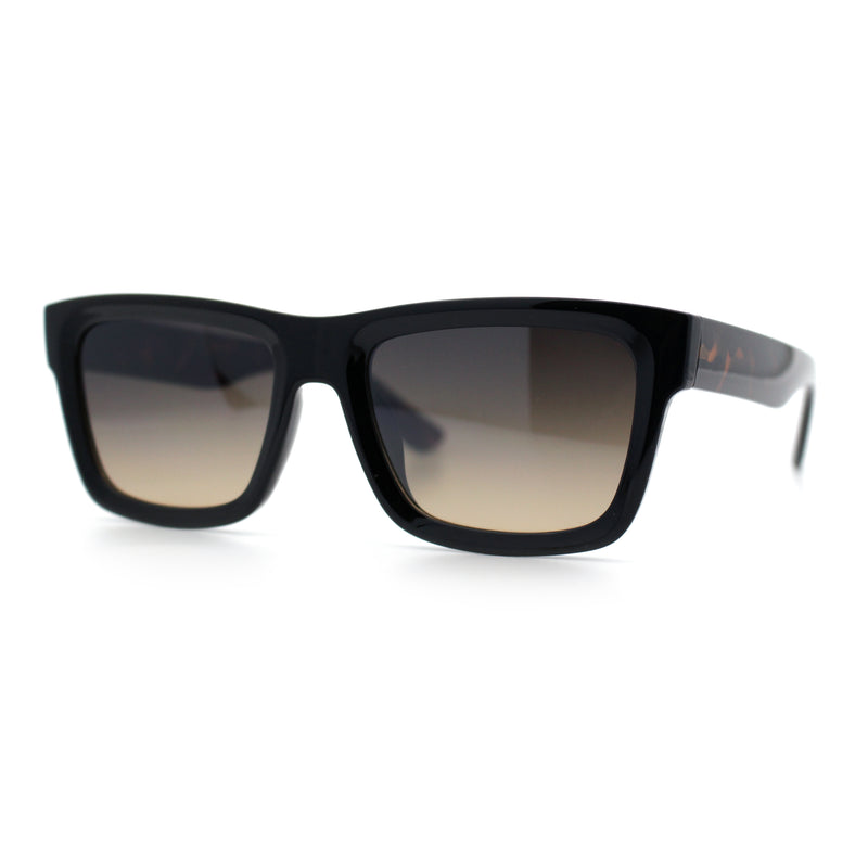 Iconic Narrow Rectangular Thick Horn Rim Plastic Minimal Sunglasses