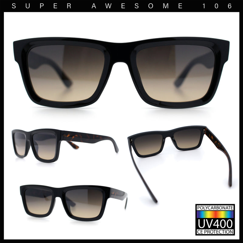 Iconic Narrow Rectangular Thick Horn Rim Plastic Minimal Sunglasses