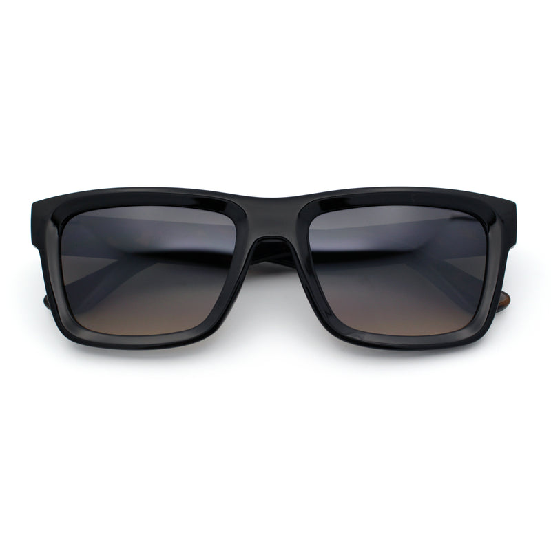 Iconic Narrow Rectangular Thick Horn Rim Plastic Minimal Sunglasses