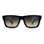 Iconic Narrow Rectangular Thick Horn Rim Plastic Minimal Sunglasses