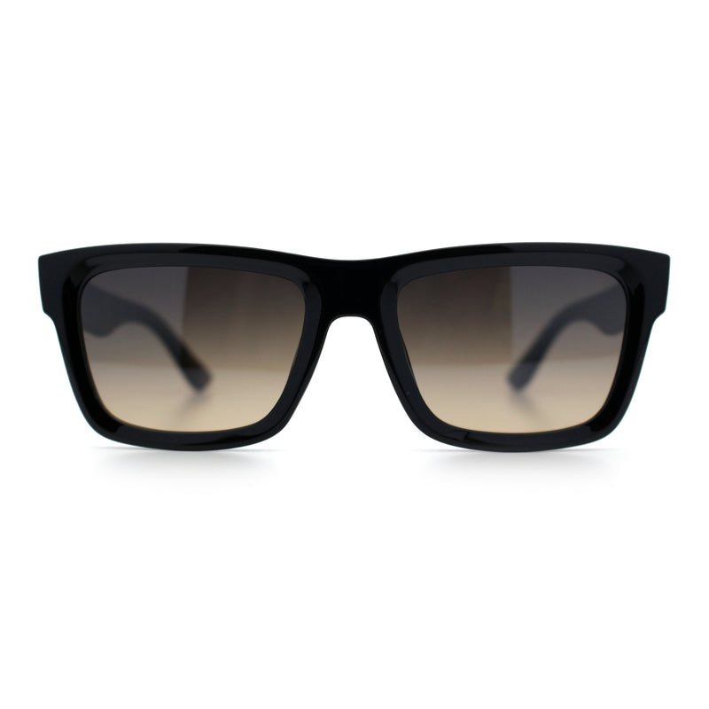 Iconic Narrow Rectangular Thick Horn Rim Plastic Minimal Sunglasses