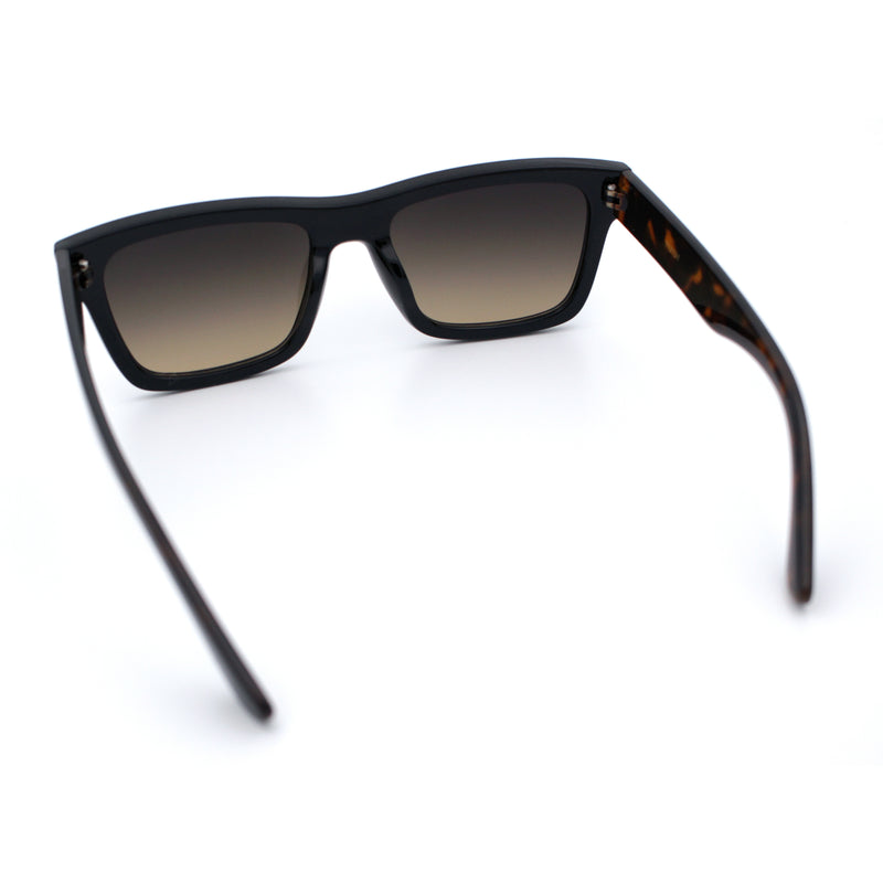 Iconic Narrow Rectangular Thick Horn Rim Plastic Minimal Sunglasses