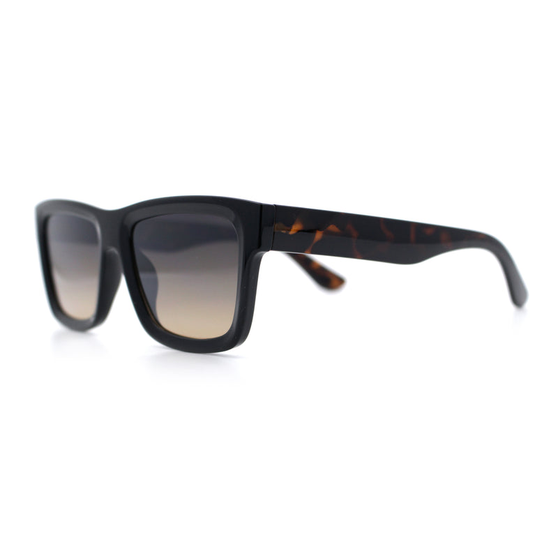 Iconic Narrow Rectangular Thick Horn Rim Plastic Minimal Sunglasses