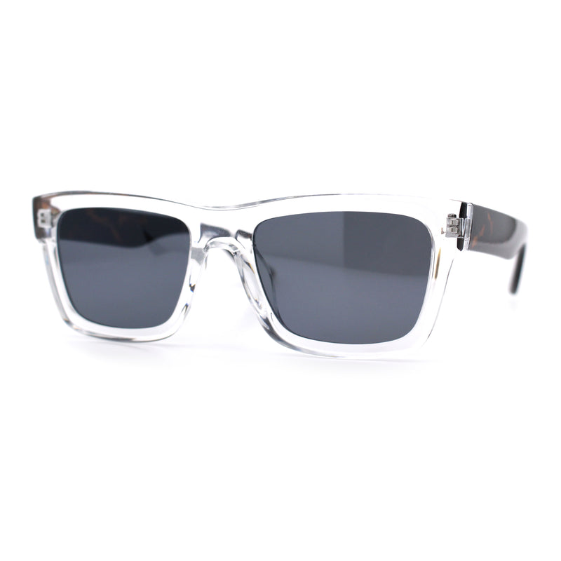 Iconic Narrow Rectangular Thick Horn Rim Plastic Minimal Sunglasses