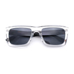 Iconic Narrow Rectangular Thick Horn Rim Plastic Minimal Sunglasses