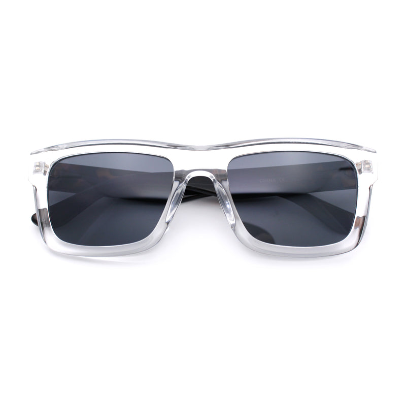 Iconic Narrow Rectangular Thick Horn Rim Plastic Minimal Sunglasses