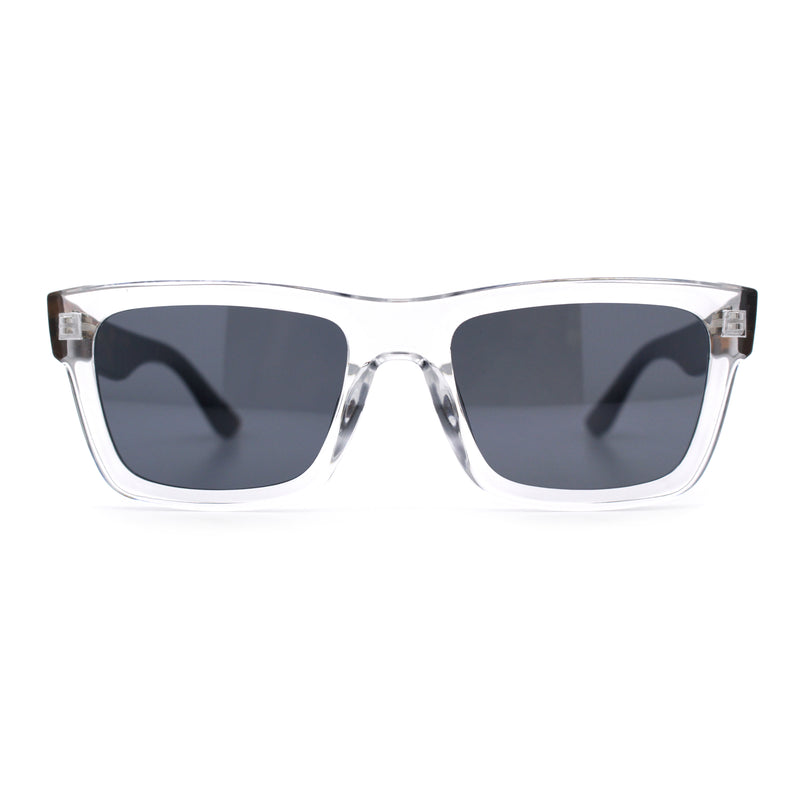 Iconic Narrow Rectangular Thick Horn Rim Plastic Minimal Sunglasses