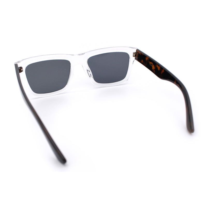 Iconic Narrow Rectangular Thick Horn Rim Plastic Minimal Sunglasses
