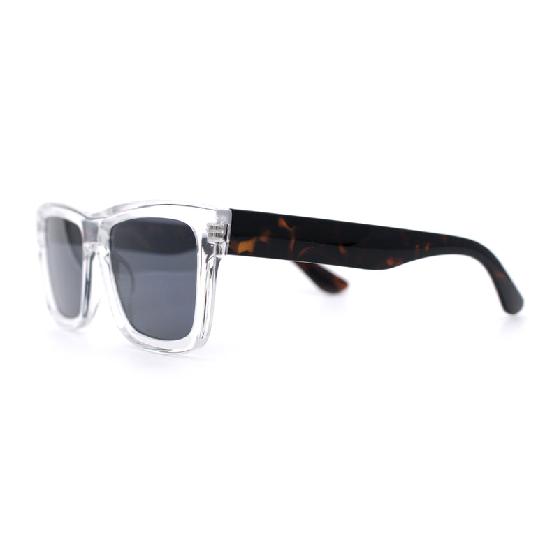 Iconic Narrow Rectangular Thick Horn Rim Plastic Minimal Sunglasses