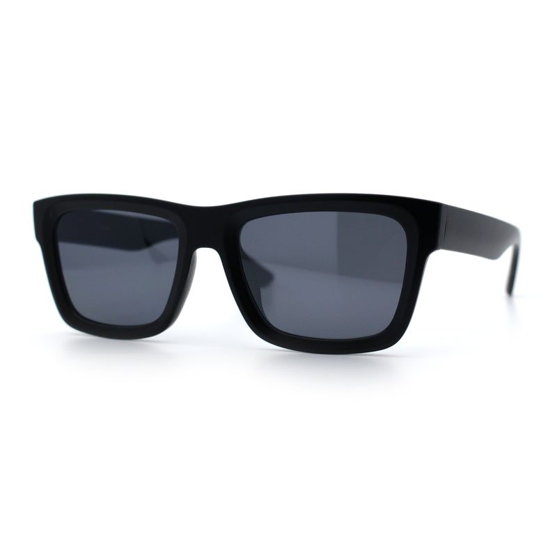 Iconic Narrow Rectangular Thick Horn Rim Plastic Minimal Sunglasses