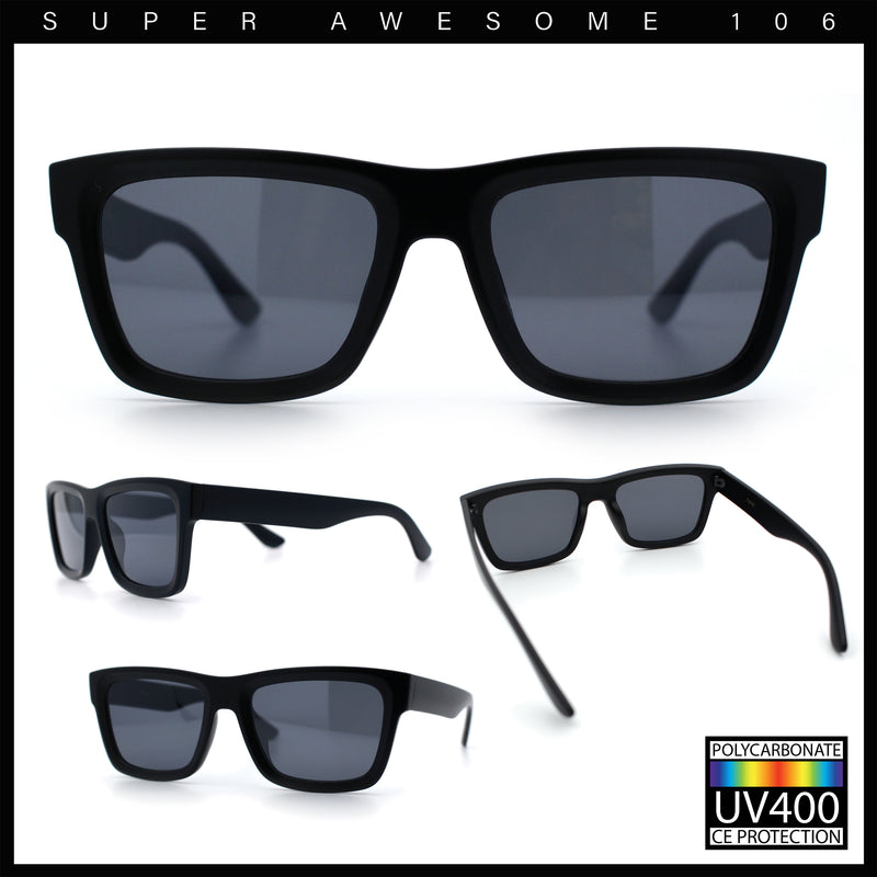 Iconic Narrow Rectangular Thick Horn Rim Plastic Minimal Sunglasses