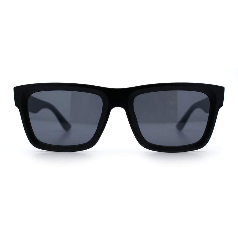 Iconic Narrow Rectangular Thick Horn Rim Plastic Minimal Sunglasses