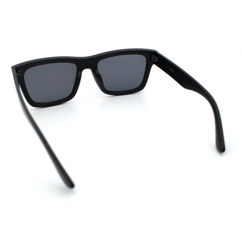 Iconic Narrow Rectangular Thick Horn Rim Plastic Minimal Sunglasses