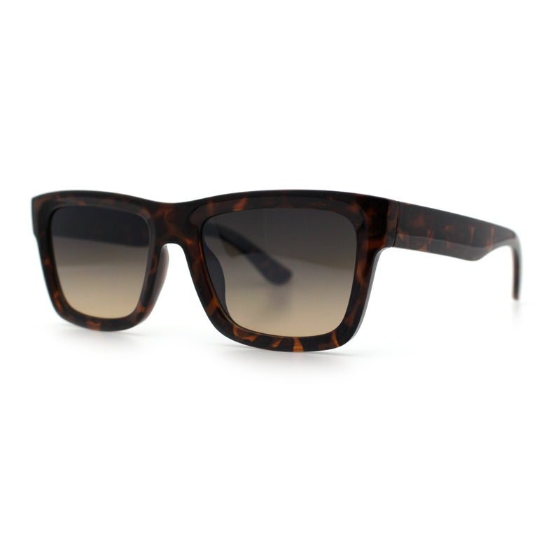 Iconic Narrow Rectangular Thick Horn Rim Plastic Minimal Sunglasses