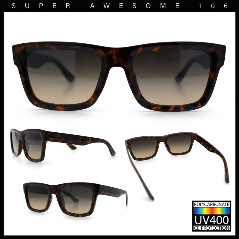 Iconic Narrow Rectangular Thick Horn Rim Plastic Minimal Sunglasses