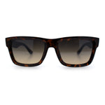 Iconic Narrow Rectangular Thick Horn Rim Plastic Minimal Sunglasses