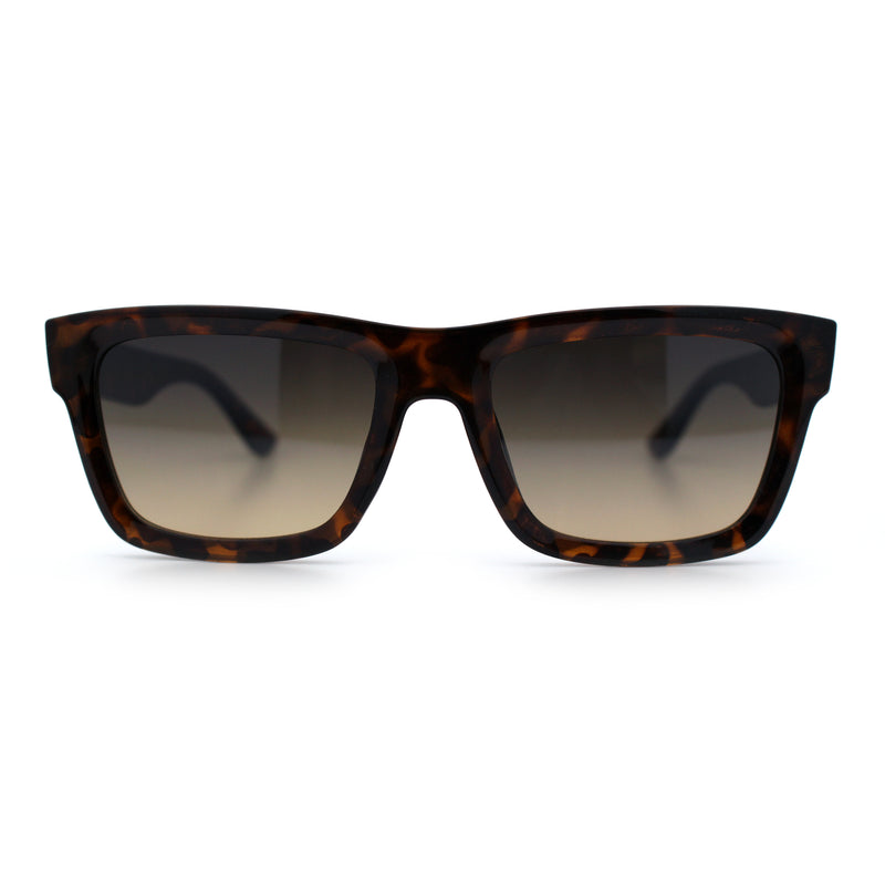 Iconic Narrow Rectangular Thick Horn Rim Plastic Minimal Sunglasses