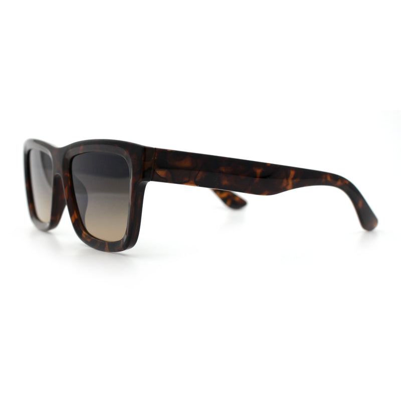 Iconic Narrow Rectangular Thick Horn Rim Plastic Minimal Sunglasses