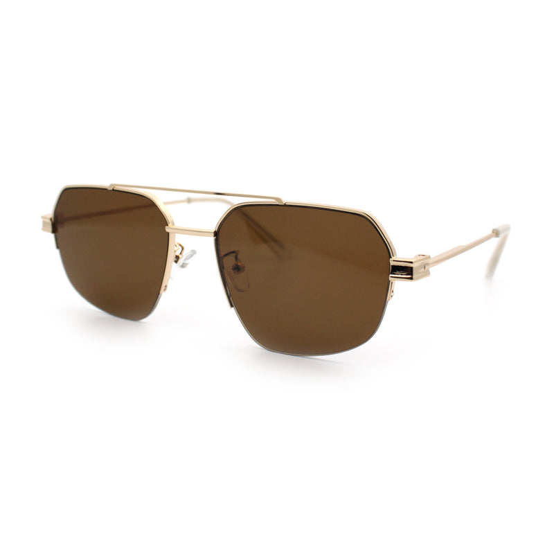 Mens Luxury Half Rim Metal Frame Rectangular Euro Fashion Sunglasses