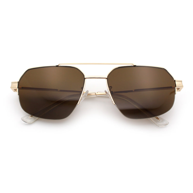 Mens Luxury Half Rim Metal Frame Rectangular Euro Fashion Sunglasses