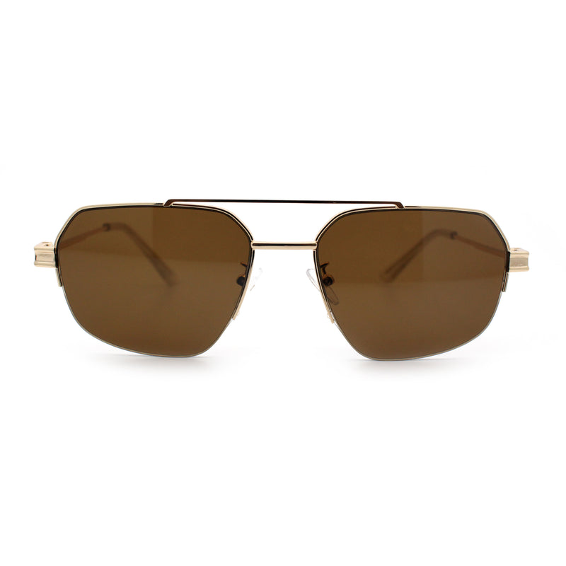 Mens Luxury Half Rim Metal Frame Rectangular Euro Fashion Sunglasses