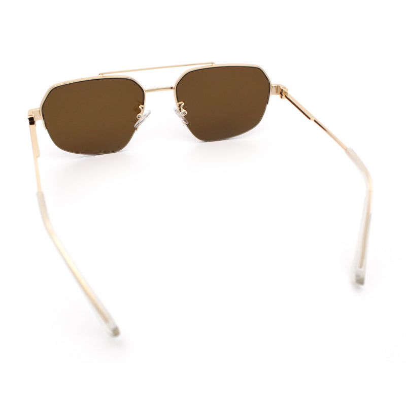 Mens Luxury Half Rim Metal Frame Rectangular Euro Fashion Sunglasses