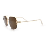 Mens Luxury Half Rim Metal Frame Rectangular Euro Fashion Sunglasses