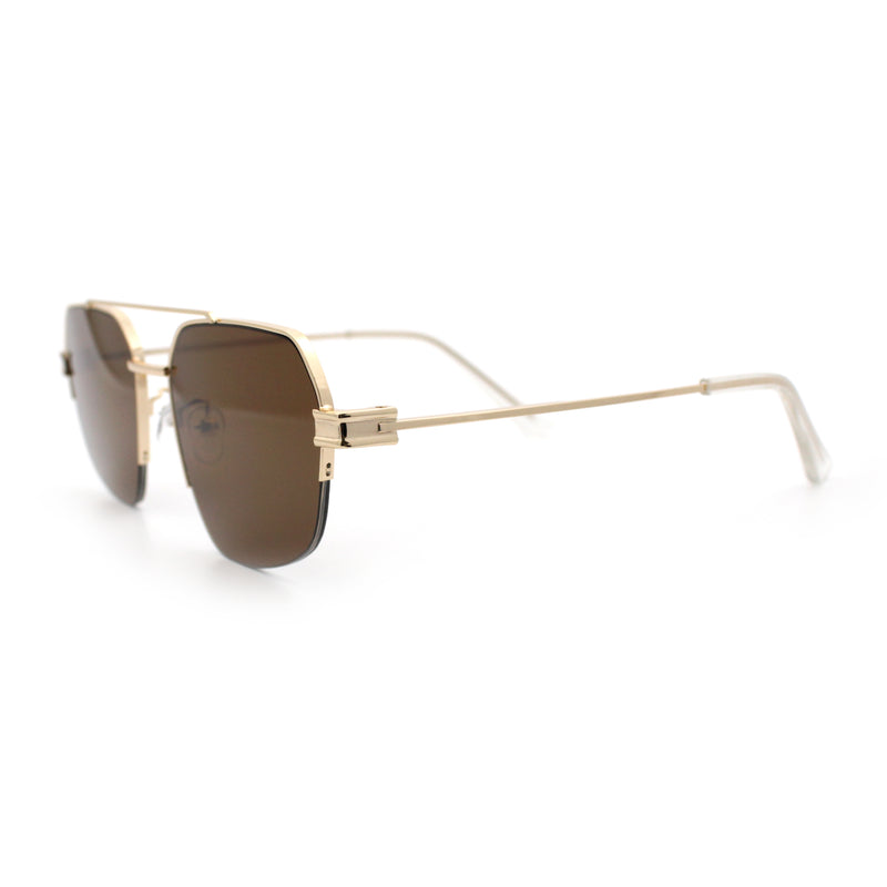 Mens Luxury Half Rim Metal Frame Rectangular Euro Fashion Sunglasses