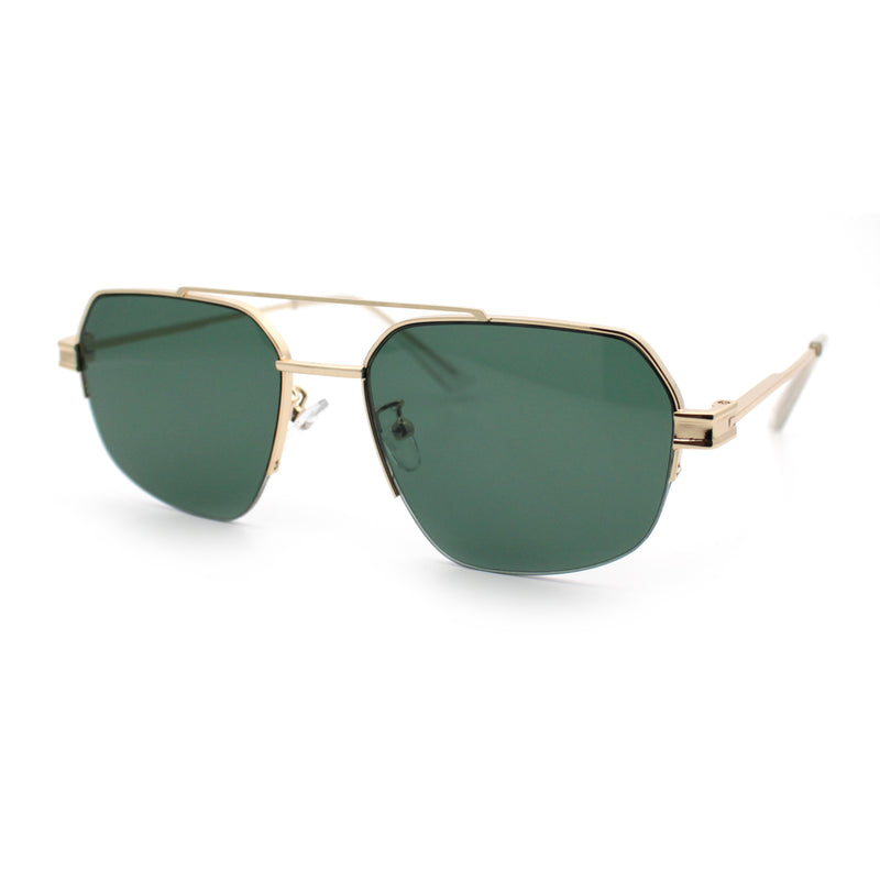 Mens Luxury Half Rim Metal Frame Rectangular Euro Fashion Sunglasses