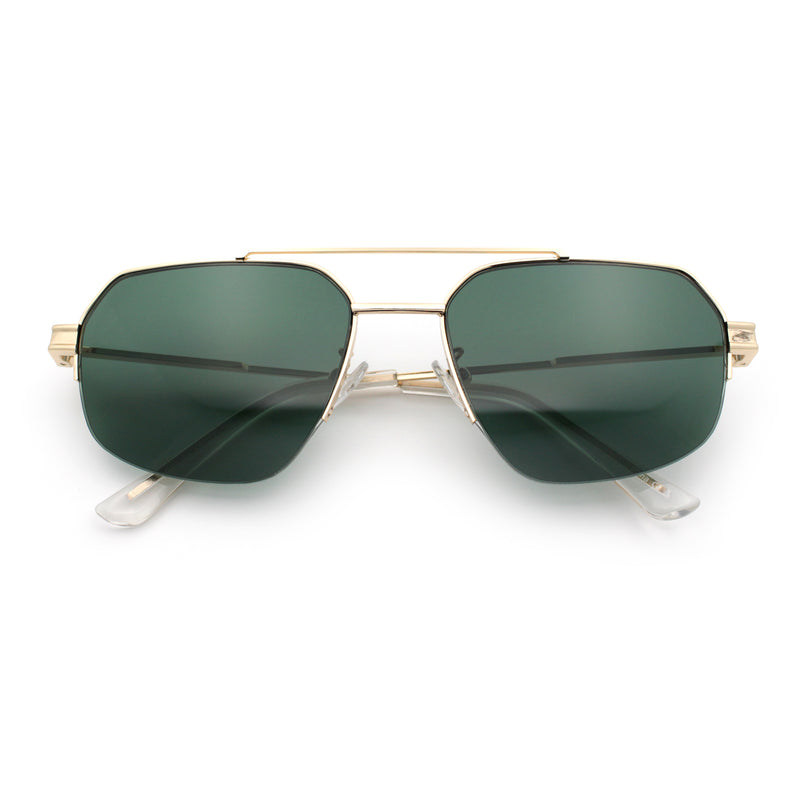 Mens Luxury Half Rim Metal Frame Rectangular Euro Fashion Sunglasses