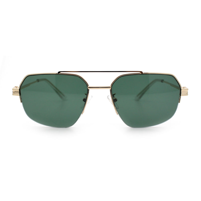Mens Luxury Half Rim Metal Frame Rectangular Euro Fashion Sunglasses