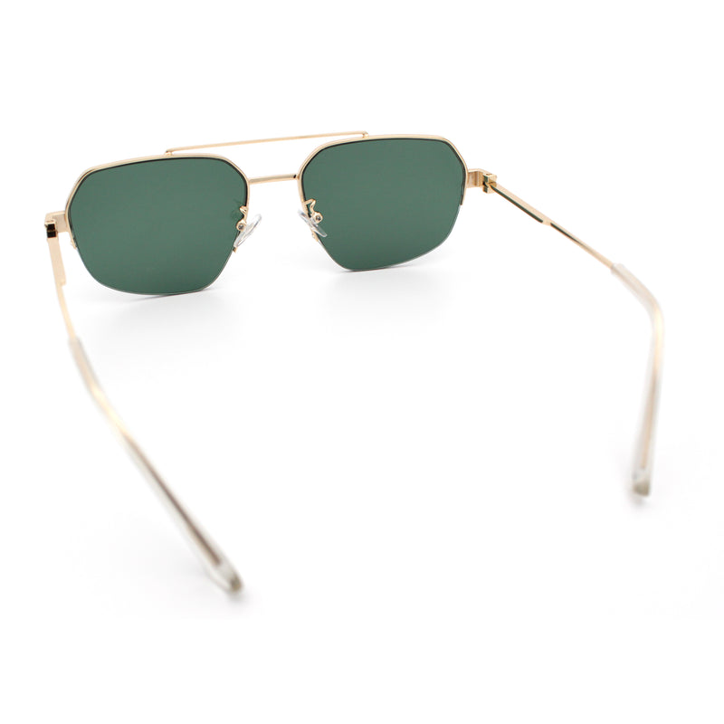 Mens Luxury Half Rim Metal Frame Rectangular Euro Fashion Sunglasses