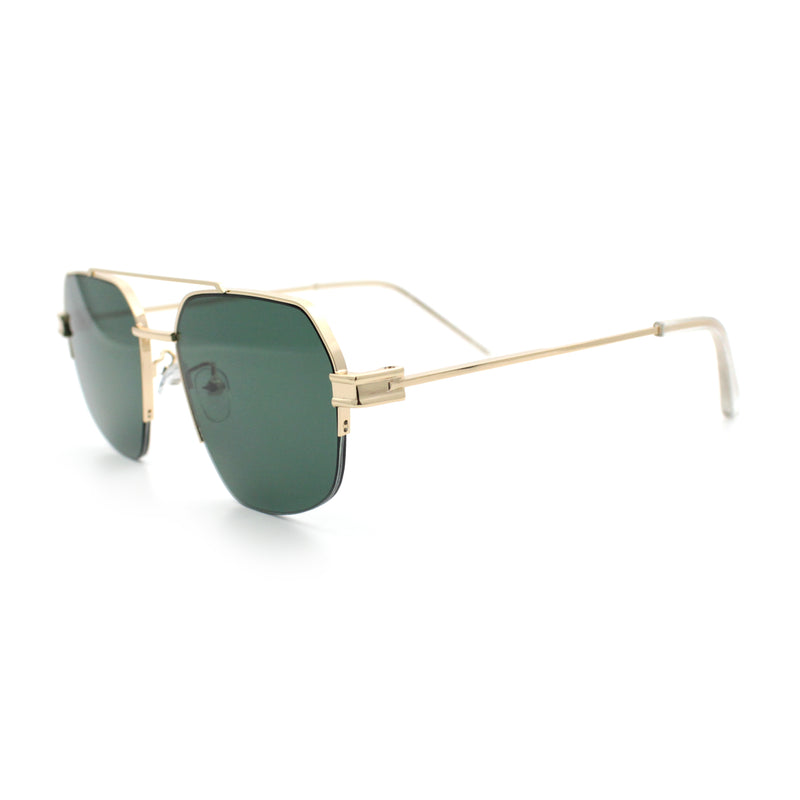 Mens Luxury Half Rim Metal Frame Rectangular Euro Fashion Sunglasses