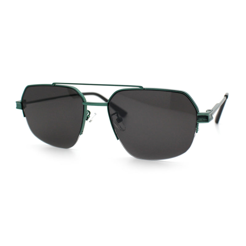 Mens Luxury Half Rim Metal Frame Rectangular Euro Fashion Sunglasses