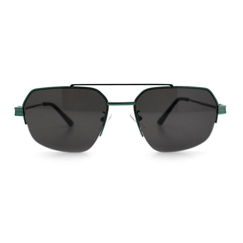 Mens Luxury Half Rim Metal Frame Rectangular Euro Fashion Sunglasses