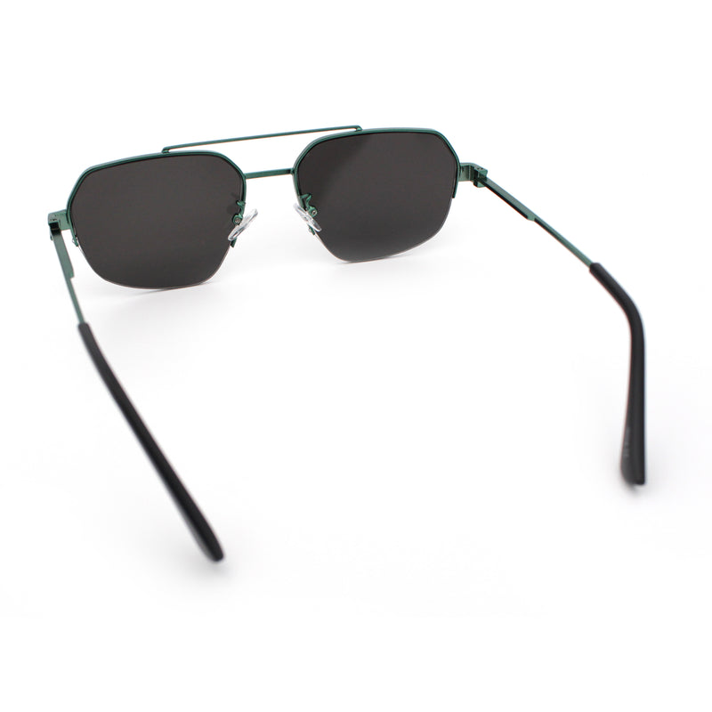 Mens Luxury Half Rim Metal Frame Rectangular Euro Fashion Sunglasses