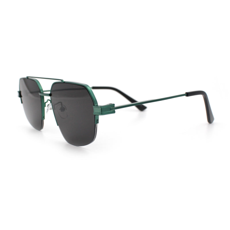 Mens Luxury Half Rim Metal Frame Rectangular Euro Fashion Sunglasses