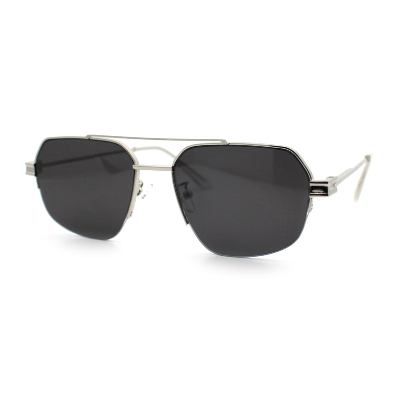 Mens Luxury Half Rim Metal Frame Rectangular Euro Fashion Sunglasses