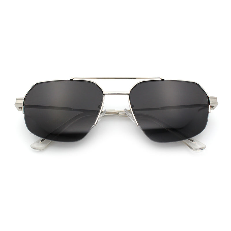Mens Luxury Half Rim Metal Frame Rectangular Euro Fashion Sunglasses