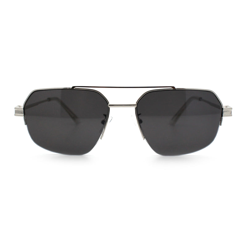 Mens Luxury Half Rim Metal Frame Rectangular Euro Fashion Sunglasses