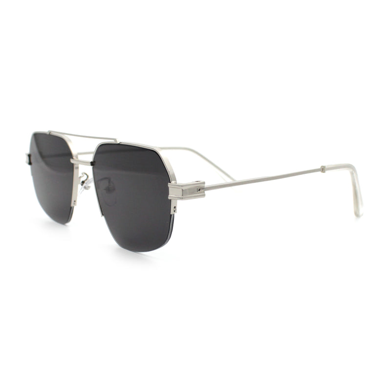Mens Luxury Half Rim Metal Frame Rectangular Euro Fashion Sunglasses