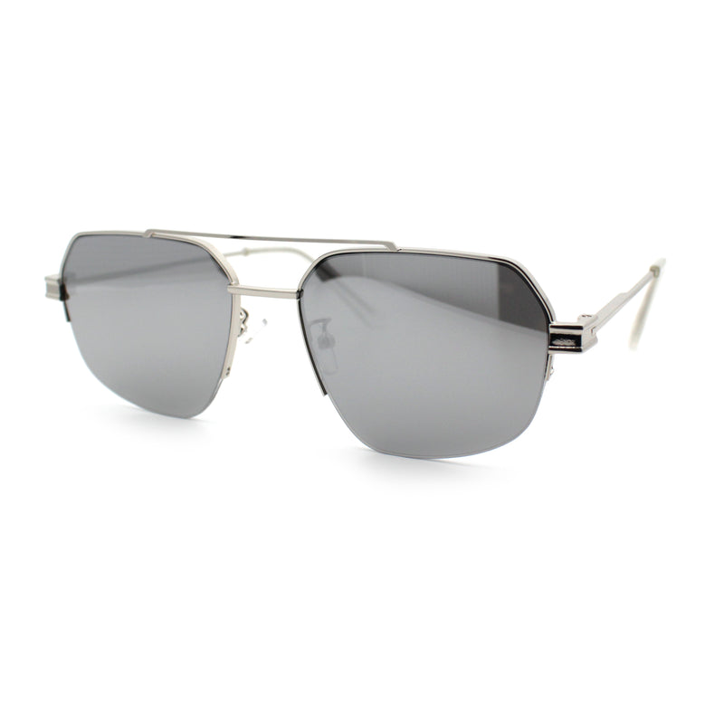 Mens Luxury Half Rim Metal Frame Rectangular Euro Fashion Sunglasses