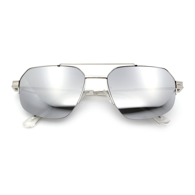 Mens Luxury Half Rim Metal Frame Rectangular Euro Fashion Sunglasses