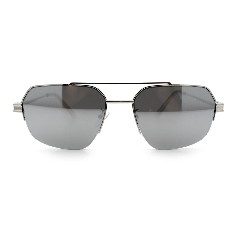 Mens Luxury Half Rim Metal Frame Rectangular Euro Fashion Sunglasses